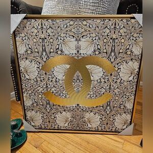 Gold Logo Floral Wall Art 24x24